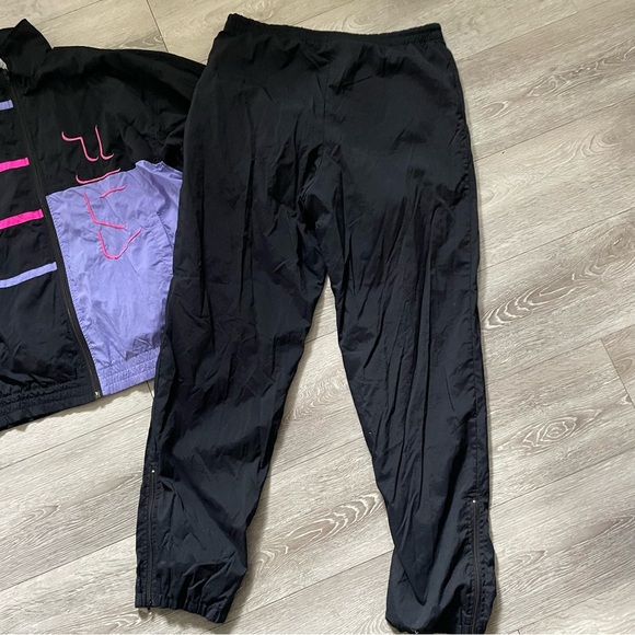 90s Vintage Fila Windbreaker Tracksuit Jacket Pant Set Purple Size 10 Retro RARE - Picture 6 of 9